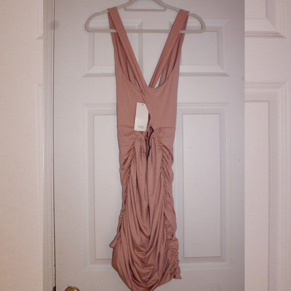 Deep V Ruched Bodycon Dress - Picture 2 of 5